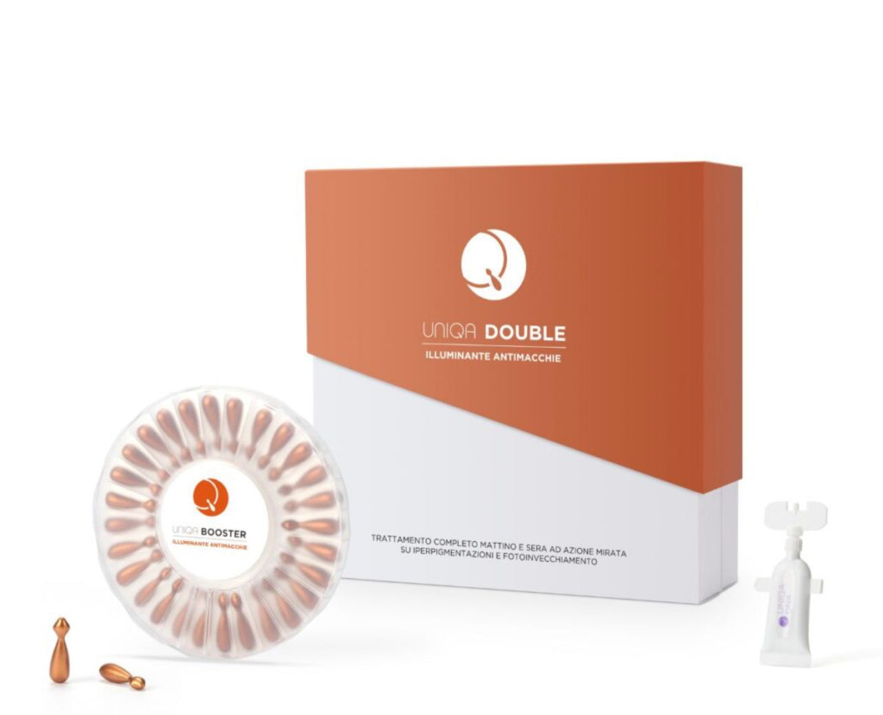 Uniqa Double Kit Illuminante Antimacchie Booster Illuminante 28 md 0,5ml + DNA antimacchie 30 md 2ml